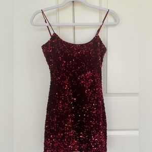 Sequence, dark red mini dress XS-S